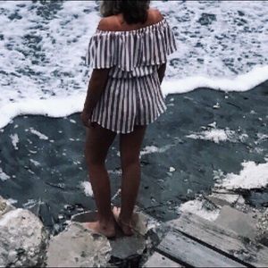 Stripe ruffle romper